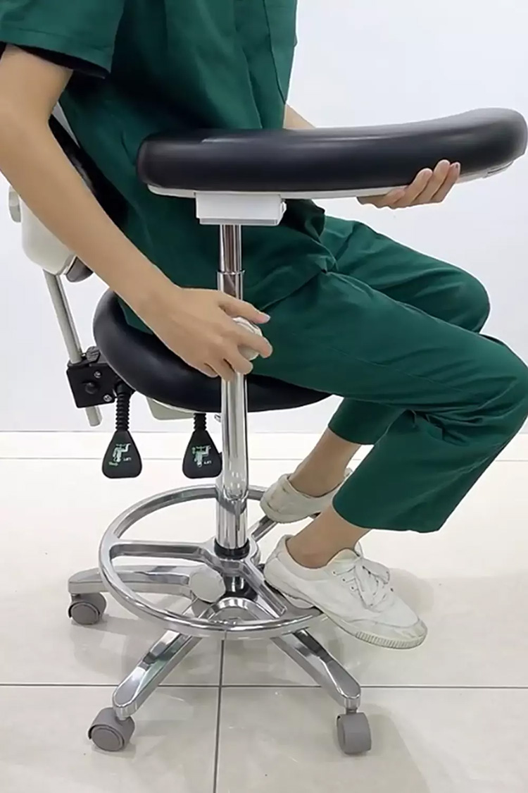 Mobile Dental Operator Stools Assistant Doctor Assistant Nurse Stool with Armrest PU Leather